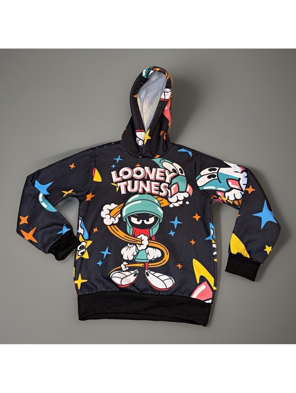 Members Only Looney Tunes Marvin the Martian Boys Hoodie L Black Graphic Print